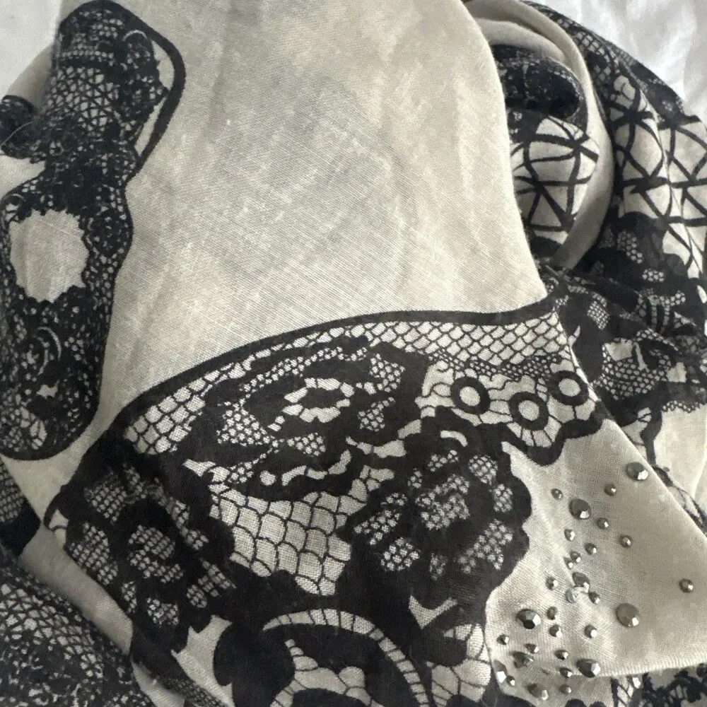 Skull Scarf Square 45" Boho Halloween - Picture 10 of 12